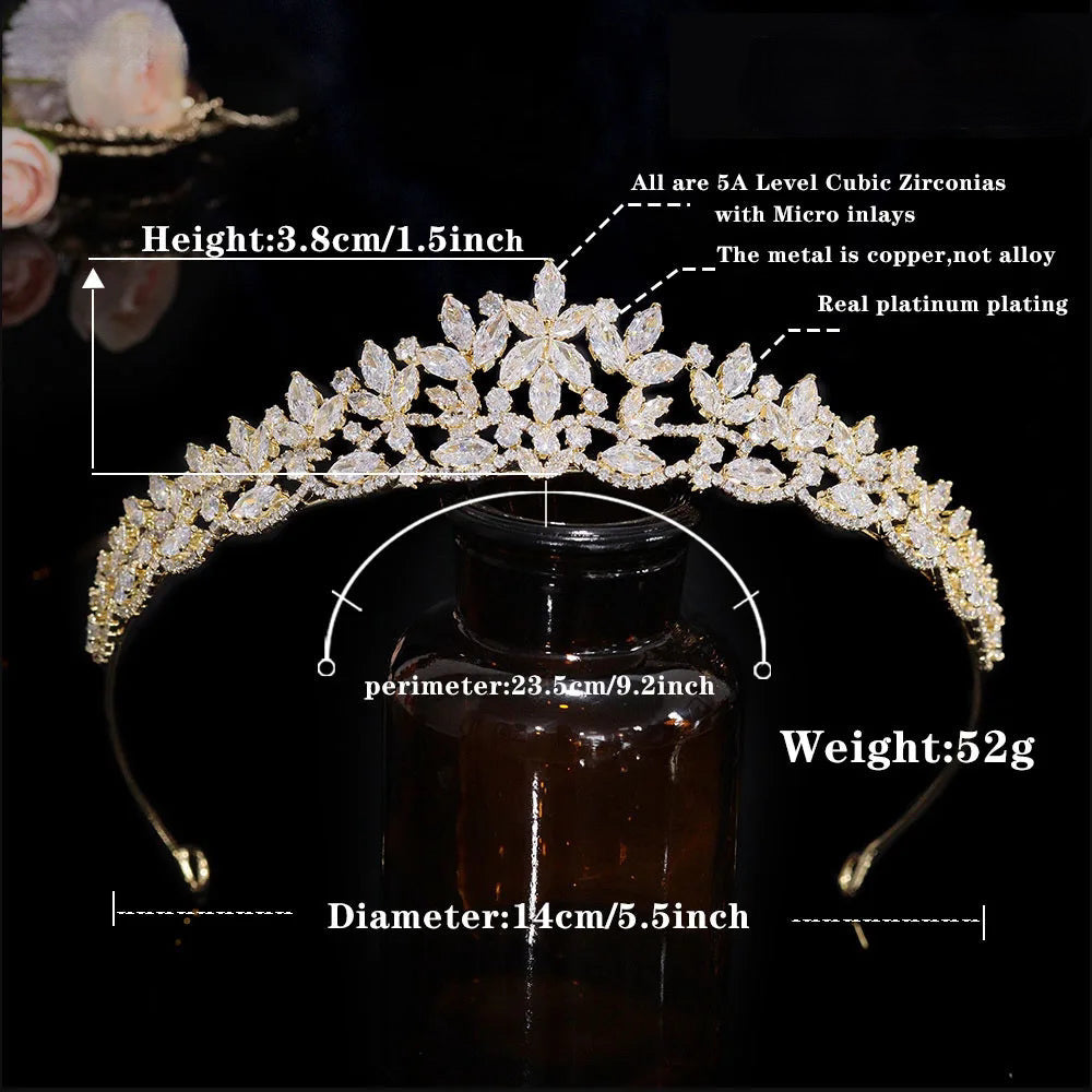 VALENTINA DELUXE HANDCRAFTED CRYSTAL TIARA SILVER AND GOLD