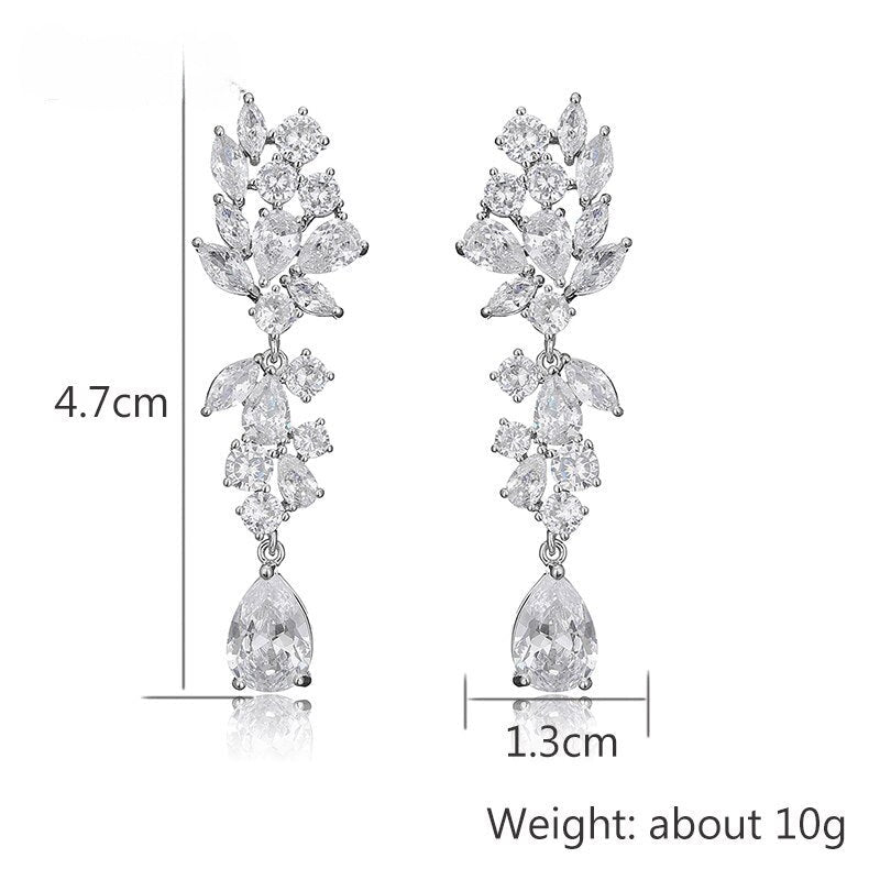 ARABELLE LUXURY CUBIC ZIRCONIA DROP EARRINGS SILVER