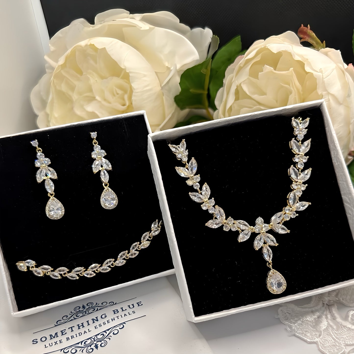 SERAPHINA GOLD 3- PIECE DELUXE CRYSTAL SET