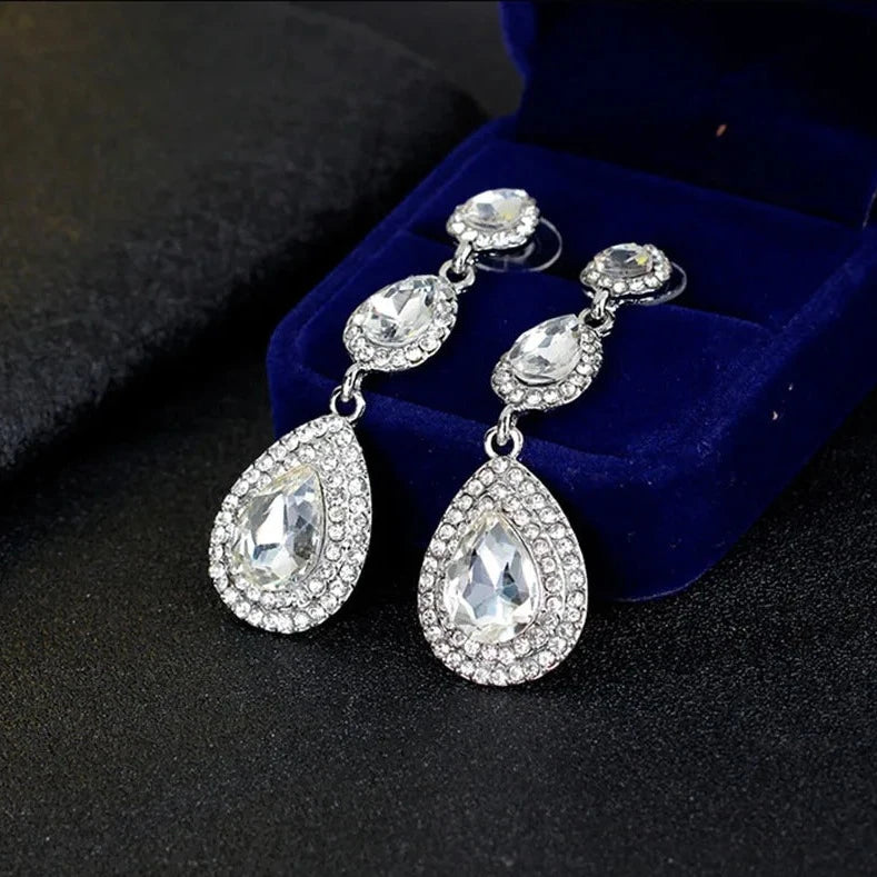 CHRISSY TEIGEN CELEBRITY INSPIRED CUBIC ZIRCONIA AND PEARL WEDDING EARRINGS