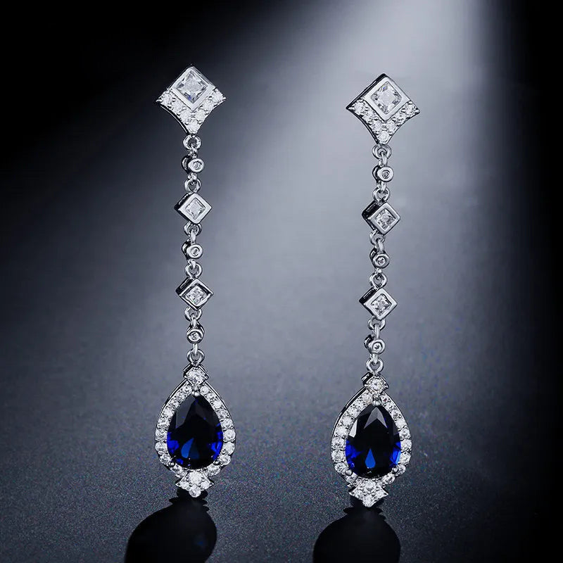 SOMETHING BLUE CLARA WHITE GOLD PLATED DROP EARRINGS