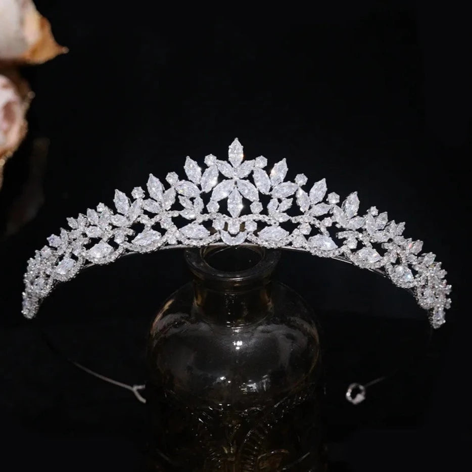 VALENTINA DELUXE HANDCRAFTED CRYSTAL TIARA SILVER AND GOLD