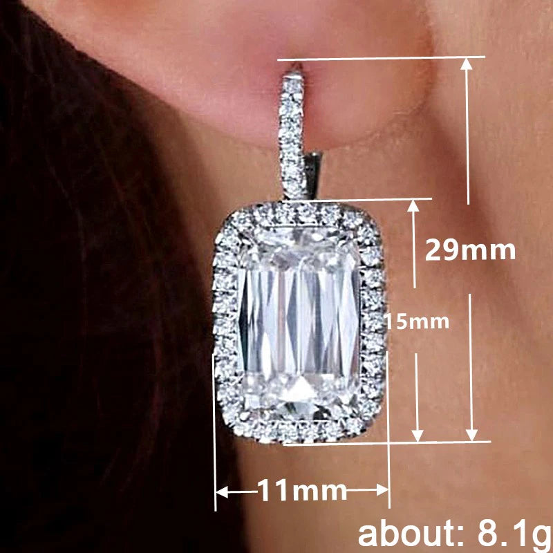 TAYLOR SWIFT CELEBRITY INSPIRED CUBIC ZIRCONIA EMERALD CUT DROP EARRINGS
