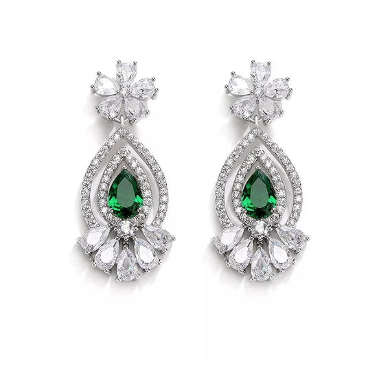 ZORICA EXQUISITE DROP EARRINGS IN WHITE OR EMERALD GREEN - NEW!