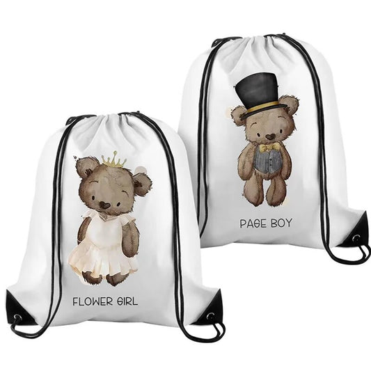 FLOWERGIRL AND PAGE BOY TEDDY BEAR BAGS