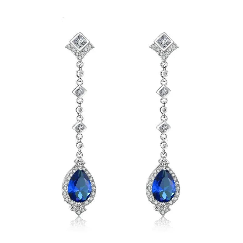 SOMETHING BLUE CLARA WHITE GOLD PLATED DROP EARRINGS