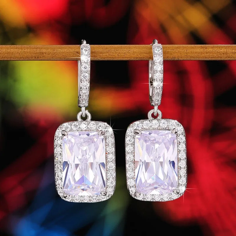 TAYLOR SWIFT CELEBRITY INSPIRED CUBIC ZIRCONIA EMERALD CUT DROP EARRINGS