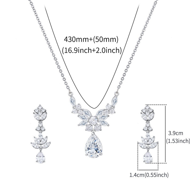 COLETTE CRYSTAL NECKLACE AND EARRING SET IN GOLD OR SILVER PLATED