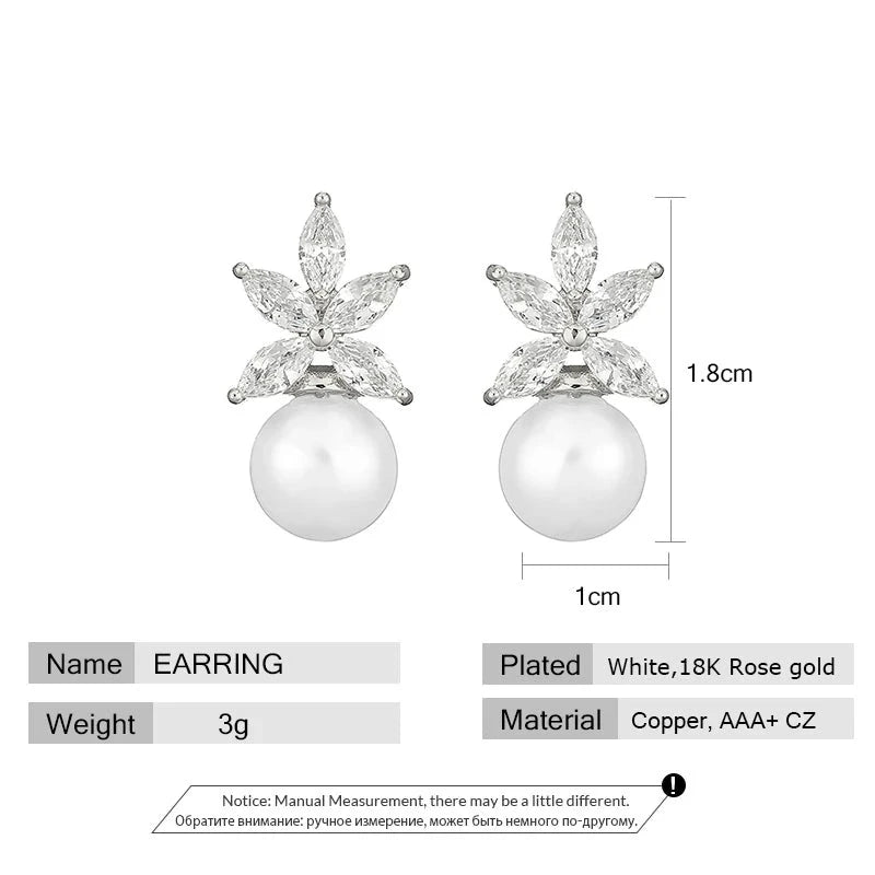 JENNIFER LOPEZ CELEBRITY INSPIRED CUBIC ZIRCONIA AND PEARL WEDDING EARRINGS