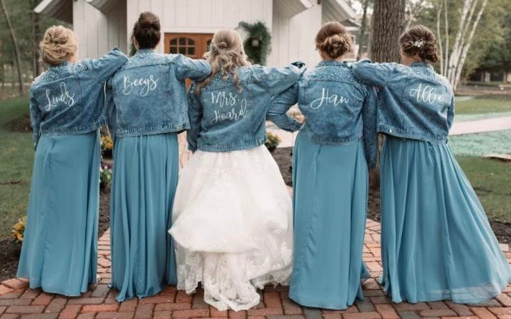 DELUXE PEARL & RHINESTONE BRIDESMAID DENIM JACKET