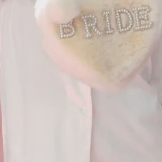 Sweetheart Faux Fur Petite Bride Pearl Handbag