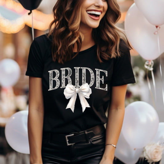 LACE BRIDE WITH PEARL BOW T-SHIRT