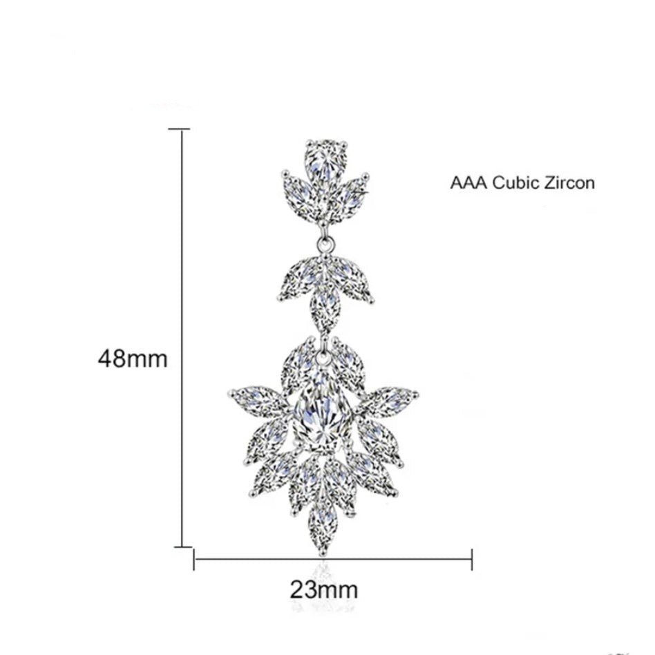 ELISE LUXURY CUBIC ZIRCONIA DROP EARRINGS IN GOLD OR SILVER