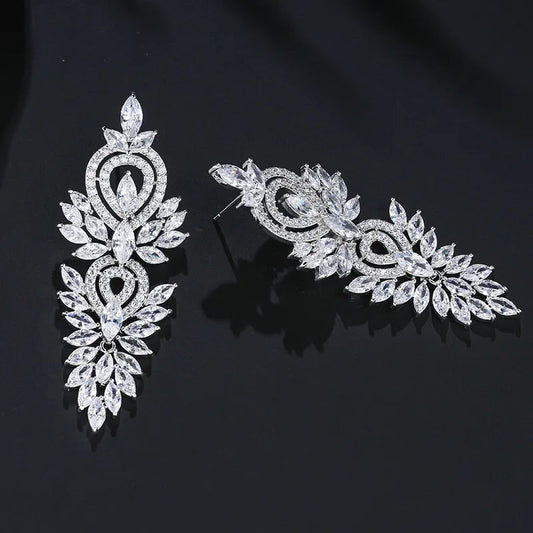 XANDRA LUXURY MARQUISE CRYSTAL LONG DROP EARRINGS
