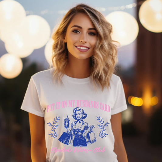 SPOILED WIVES CLUB T-SHIRT BLUE AND PINK