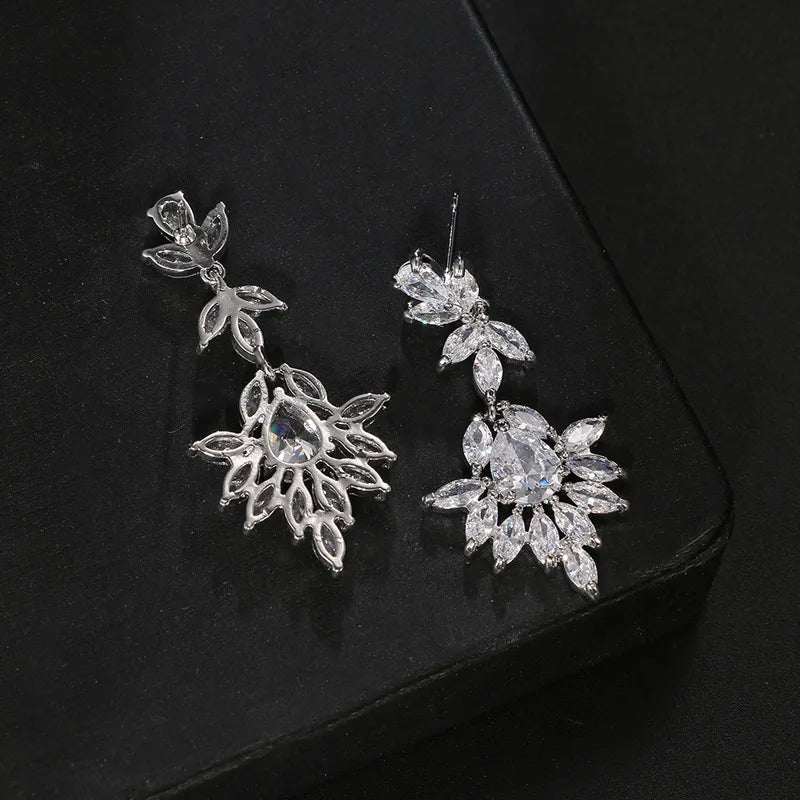 ELISE LUXURY CUBIC ZIRCONIA DROP EARRINGS IN GOLD OR SILVER