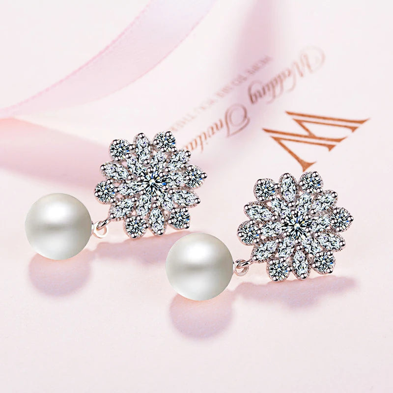 OLIVIA DELUXE CUBIC ZIRCONIA AND SIMULATED PEARL EARRINGS
