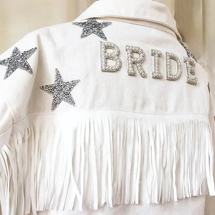 CROPPED FRINGE JACKET IN WHITE