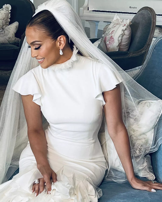 JENNIFER LOPEZ CELEBRITY INSPIRED CUBIC ZIRCONIA AND PEARL WEDDING EARRINGS