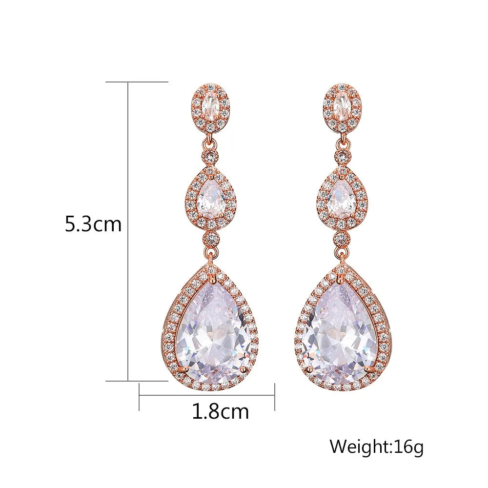 GIGI HADID MET GALA 2024 CELEBRITY INSPIRED CUBIC ZIRCONIA DROP EARRINGS IN SILVER OR GOLD