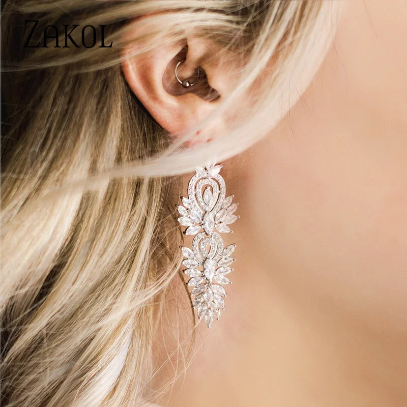 XANDRA LUXURY MARQUISE CRYSTAL LONG DROP EARRINGS