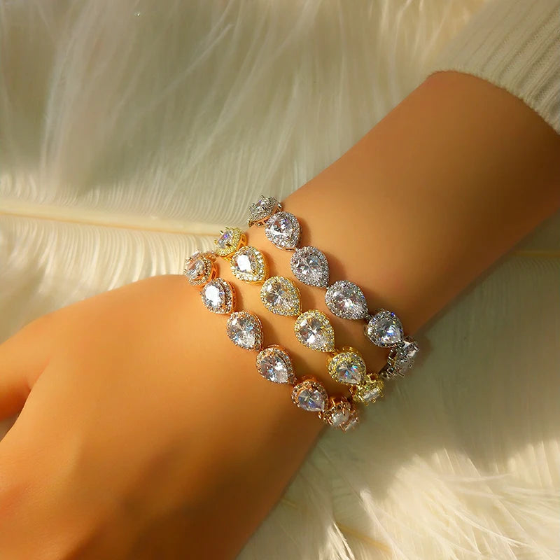 CHERISH CRYSTAL EARRING AND BRACELET SET IN GOLD OR SILVER (ALSO CLIP-ON EARRING OPTION)
