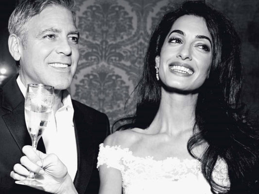 AMAL CLOONEY CELEBRITY INSPIRED CUBIC ZIRCONIA AND PEARL WEDDING EARRINGS