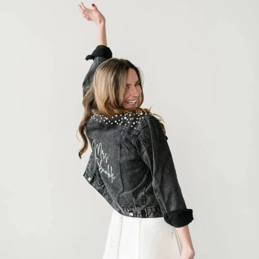 PEARL MRS DENIM JACKET - BLACK