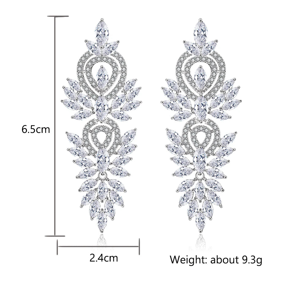 XANDRA LUXURY MARQUISE CRYSTAL LONG DROP EARRINGS