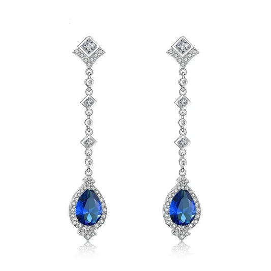 SOMETHING BLUE CLARA WHITE GOLD PLATED DROP EARRINGS
