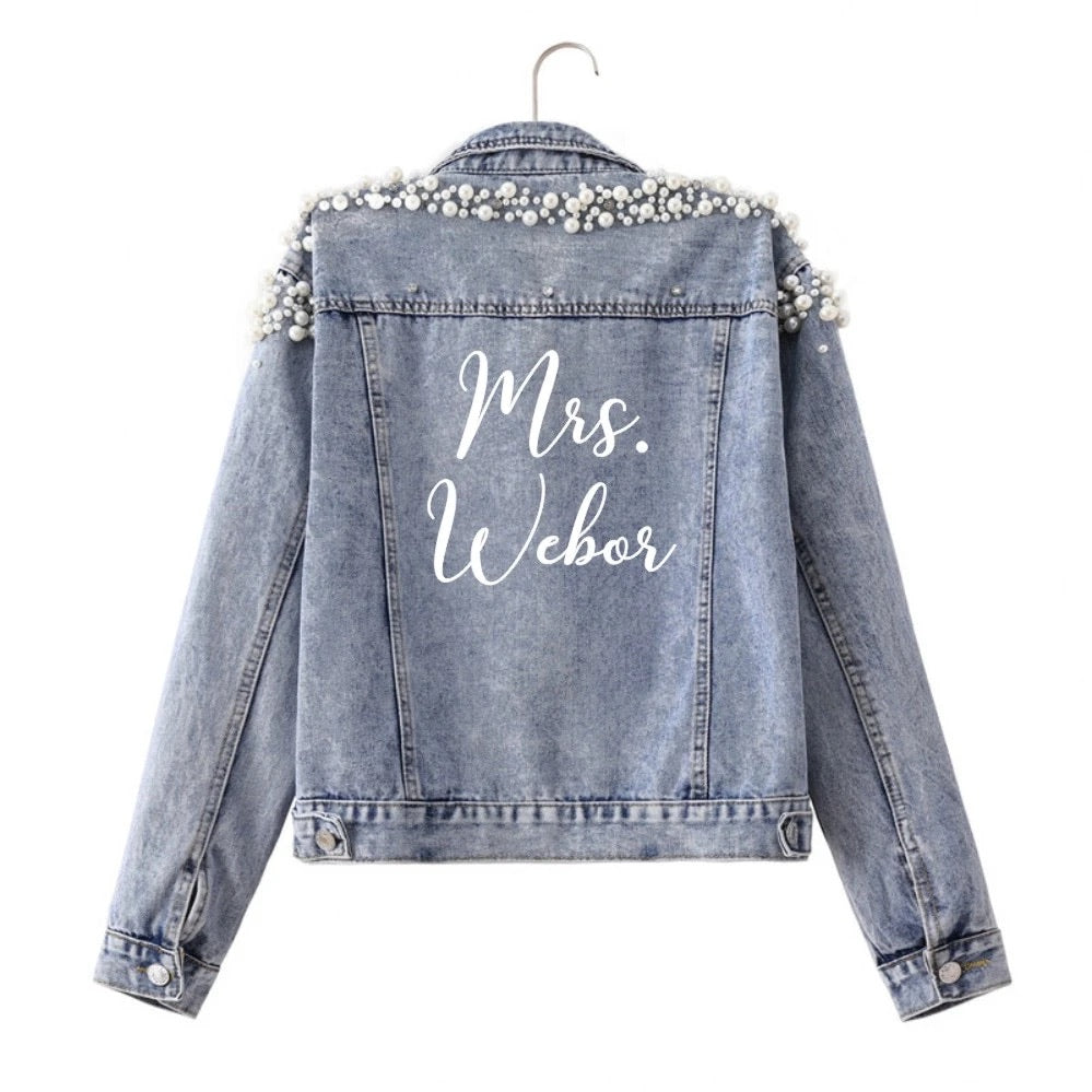 Something Blue beautiful bridal denim jacket