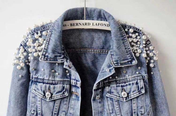 DELUXE PEARL & RHINESTONE BRIDESMAID DENIM JACKET