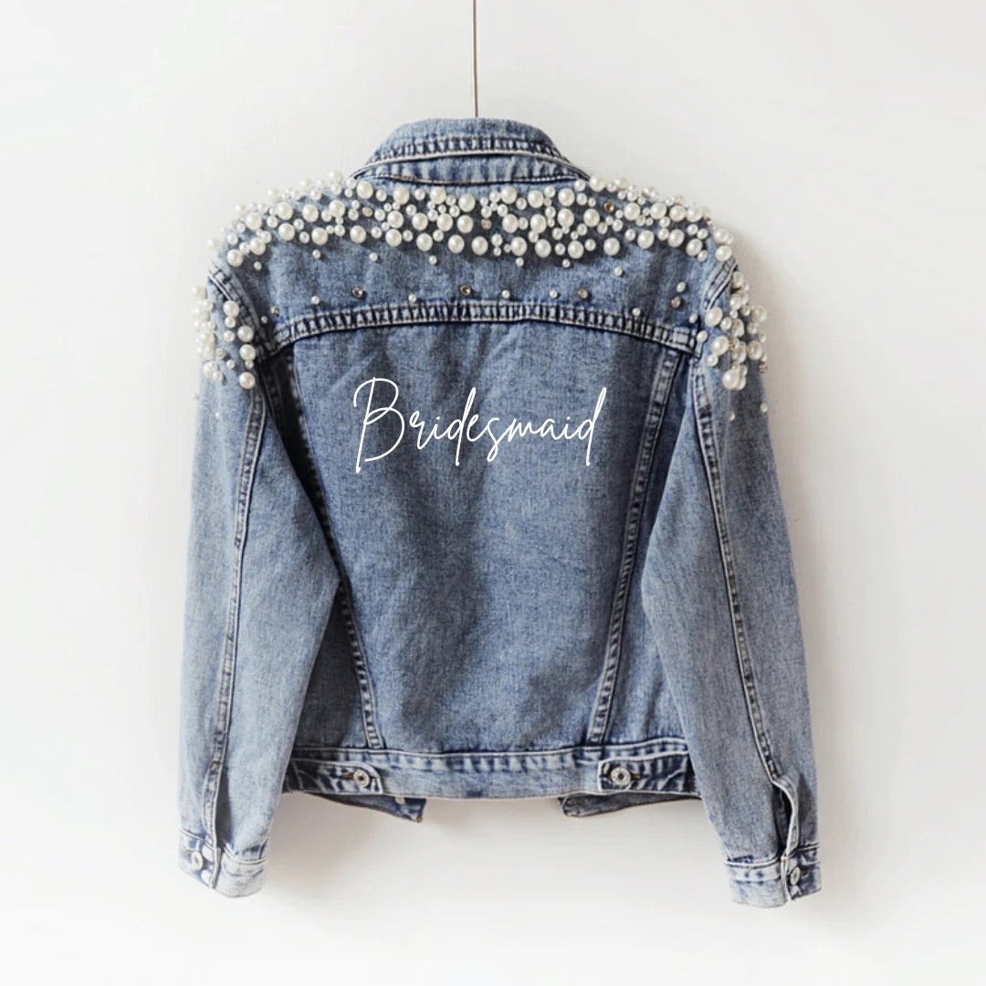 DELUXE PEARL & RHINESTONE BRIDESMAID DENIM JACKET